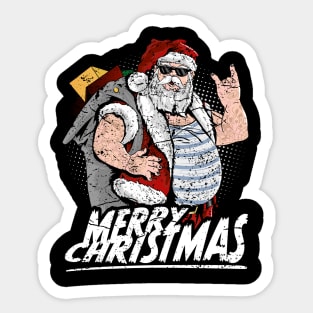 Merry Christmas cool tattooed santa claus with sunglasses Sticker